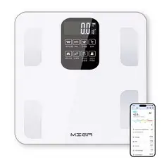 상품 이미지: MIGA 스마트 가정용 블루투스 LCD 강화유리 인바디 체지방 체중계, 1개, 화이트, FL5049