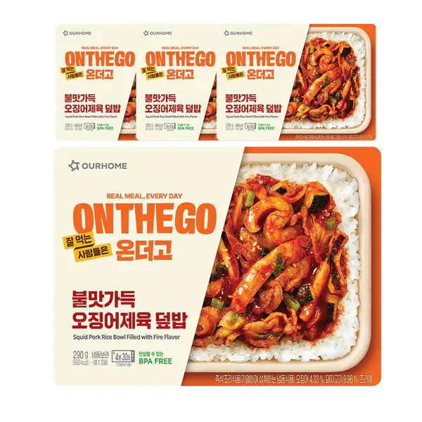 상품 이미지: 아워홈 온더고 불맛가득 오징어제육덮밥 290g, 4개