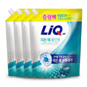 상품 이미지: (대용량 증량팩) 리큐 찌든때 올인원 2L (1.8L+200ml) 4개 일반/드럼겸용