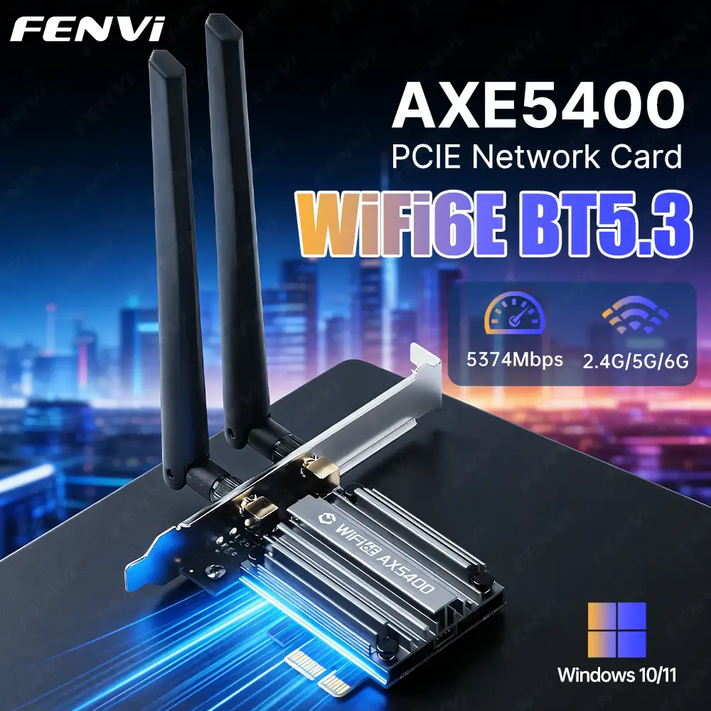 상품 이미지: FENVI WiFi6E MT7922 AX5400 PCIE 어댑터 BT 5.3 트라이 밴드 2.4G/5Ghz/6Ghz 802.11AX 네트워크 카드 PC Win 10/11용 무선 수신기