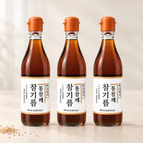 상품 이미지: 순수본가 통참깨 100% 참기름 350ml x 3개/ 1병 4633원 역대급초특가/ 1회착유 깨끗하고 고소한 참기름