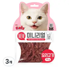 상품 이미지: 더캣츠 고양이 미니리얼 육포, 3개, 70g, 오리고기