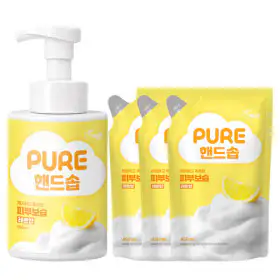 상품 이미지: 퓨어 핸드솝 핸드워시 레몬향 500ml 본품 1개+450ml 리필 3개