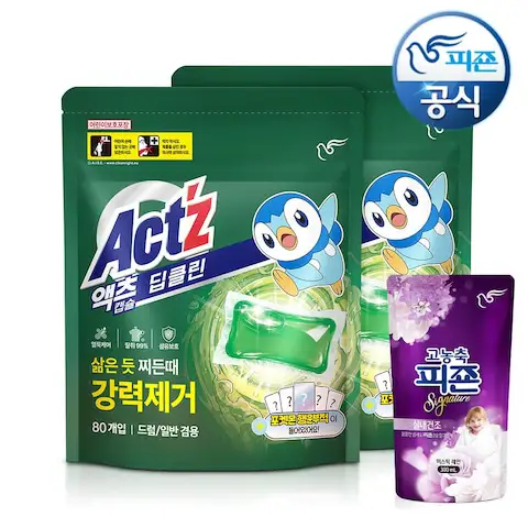 상품 이미지: NEW 액츠 퍼펙트 포켓몬 에디션 딥클린 캡슐세제 80개입x2개(총160개입)+사은품증정