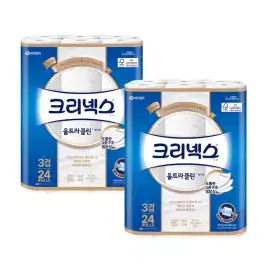 상품 이미지: 크리넥스 천연펄프 3겹 울트라클린 화이트, 25m, 24롤, 2개