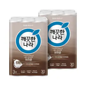 상품 이미지: 깨끗한나라 순수시그니처 화장지 브라운 30m 30롤 2팩
