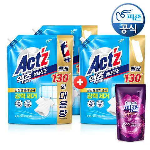 상품 이미지: 액츠 퍼팩트 실내건조 일반드럼겸용 2.6Lx2개+1개더 P(총 7.8L)+사은품증정