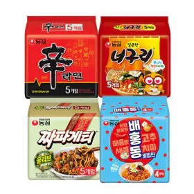 상품 이미지: 신라면 5입+너구리 5입+짜파게티5입+배홍동 4입 (총 19봉)
