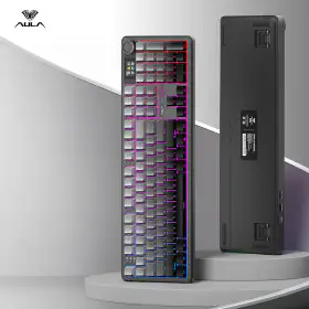 상품 이미지: AULA 독거미 F108 pro 3모드 기계식 키보드 8000mAh 저소음 솜사탕축 불랙 그레이그라데이션 재고보유