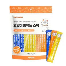 상품 이미지: 펫츠몬 고양이 짜먹는 스틱, 혼합맛(닭고기/참치/연어), 900g, 1개