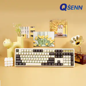 상품 이미지: QSENN X104 PBT 풀윤활 가스켓 유선 기계식 키보드 모카무스 YSY 실론시나몬축