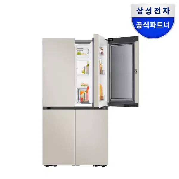 상품 이미지: [타임딜한정최대혜택가 193만원대]삼성 비스포크 AI 냉장고 4도어 1등급 푸드쇼케이스 RM70F90M1GD 에센셜베이지