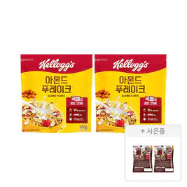 상품 이미지: 켈로그 아몬드 푸레이크 600g, 2개 + 증정(첵스초코 쿠키앤크림 30g, 2개)