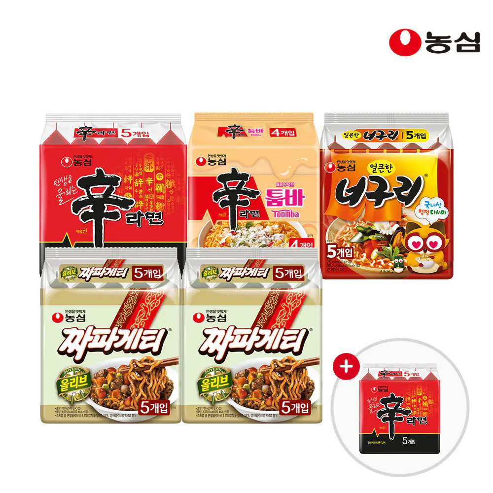 상품 이미지: 농심 신툼너짜짜 29입 (신라면5 + 신라면툼바4 + 너구리5+ 짜파게티10)+신라면 5입