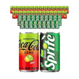 상품 이미지: [심야마트] 코카콜라 제로 레몬라임 190ml, 30개 + 스프라이트 제로 190ml, 30개