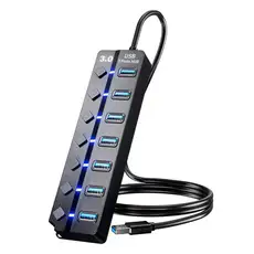 상품 이미지: USB3.0 7in1 c타입허브 노트북 멀티 허브 다이나믹 개별 스위치, 1개, 블랙1.2M-7구