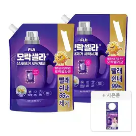 상품 이미지: [피지] 모락셀라 냄새제거 액체세제 겸용 코튼향 리필 2.3L, 2개+증정(액체세제 코튼향 70ml, 1개)