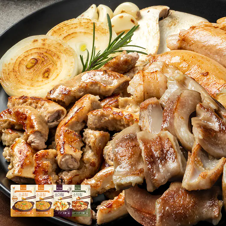상품 이미지: 소곱창 2팩+대창 1팩+막창 1팩 세트 860g(소스 포함)