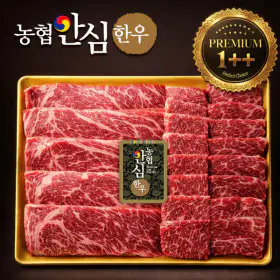 상품 이미지: 농협안심한우 프리미엄 1++ 한우 구이용 세트 600g (꽃등심 200g+눈꽃로스 200g+보섭로스 200g)