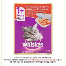 상품 이미지: 위스카스 어덜트 고양이 습식사료, 고등어+연어, 80g, 24개