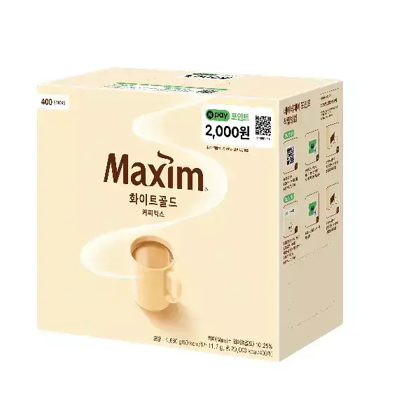 상품 이미지: 맥심 화이트골드 커피믹스 400T+N Pay 2000원 (네이버페이 포인트)