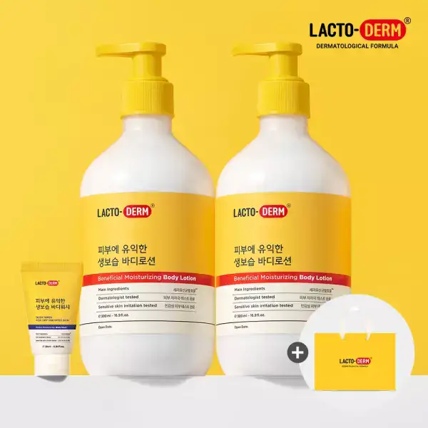 상품 이미지: 락토덤 온가족 생보습 로션 500ml 2개+워시 28ml 미니어처+쇼핑백