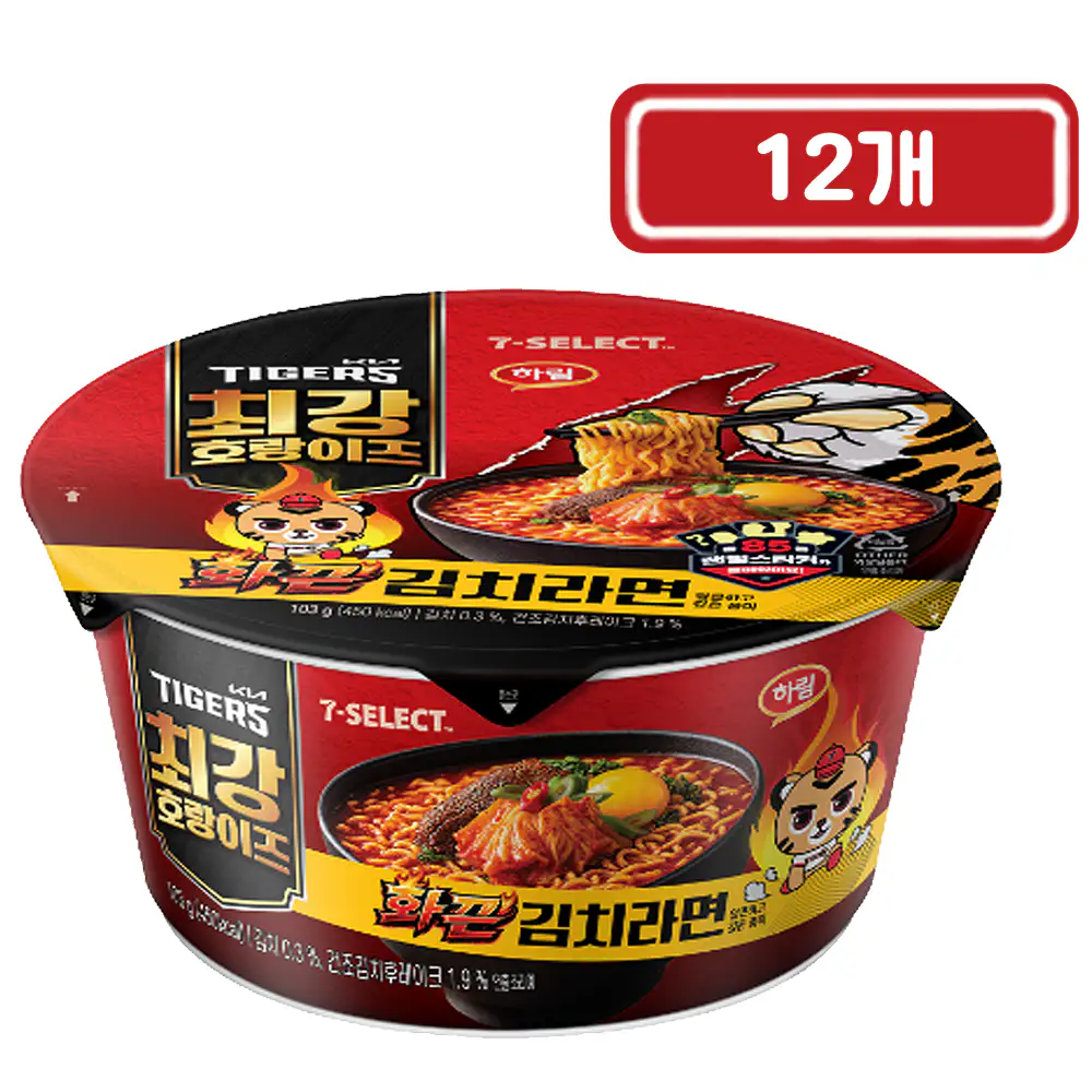 상품 이미지: 기아타이거즈) 화끈 김치라면 큰컵라면, 12개