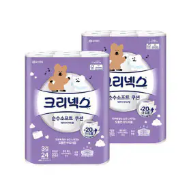 상품 이미지: 크리넥스 3겹 순수소프트 다이노탱 25M 24롤 2팩 화장지 휴지 두루마리
