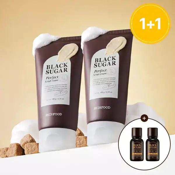 상품 이미지: [스킨푸드][1+1]블랙슈가 퍼펙트 스크럽폼180ml+(증정)에센셜14ml 2개