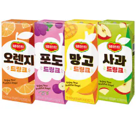 상품 이미지: 델몬트드링크 혼합 190mlx32팩(오렌지8+포도8+망고8+사과8)