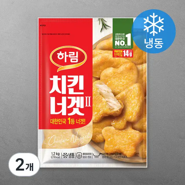 상품 이미지: 하림 치킨너겟 (냉동), 1.2kg, 2개