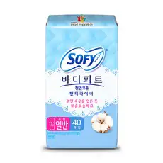 상품 이미지: 쏘피 바디피트 천연코튼 팬티라이너 무향, 일반, 40개입, 1개
