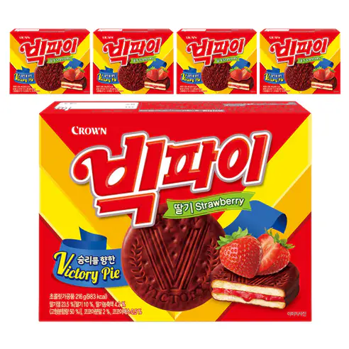 상품 이미지: 크라운 빅파이 딸기, 216g, 5개