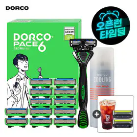 상품 이미지: (BEST인기) 도루코 페이스6 면도기 풀세트 2호 +증정(5중면도날2입+메가커피)/총15입/호환가능/BEST인기상품