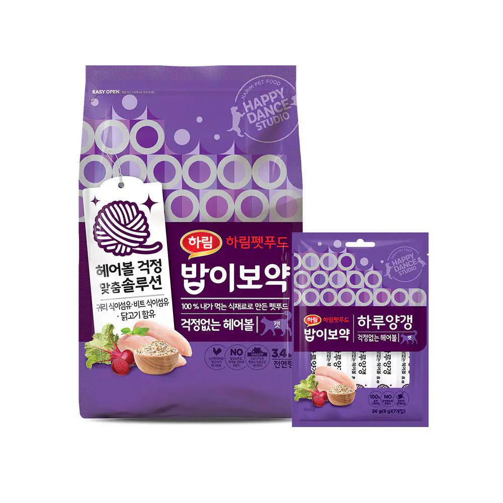 상품 이미지: 밥이보약 고양이 사료 (3.4kg) + 하루양갱 (8gx7개) (헤어볼)