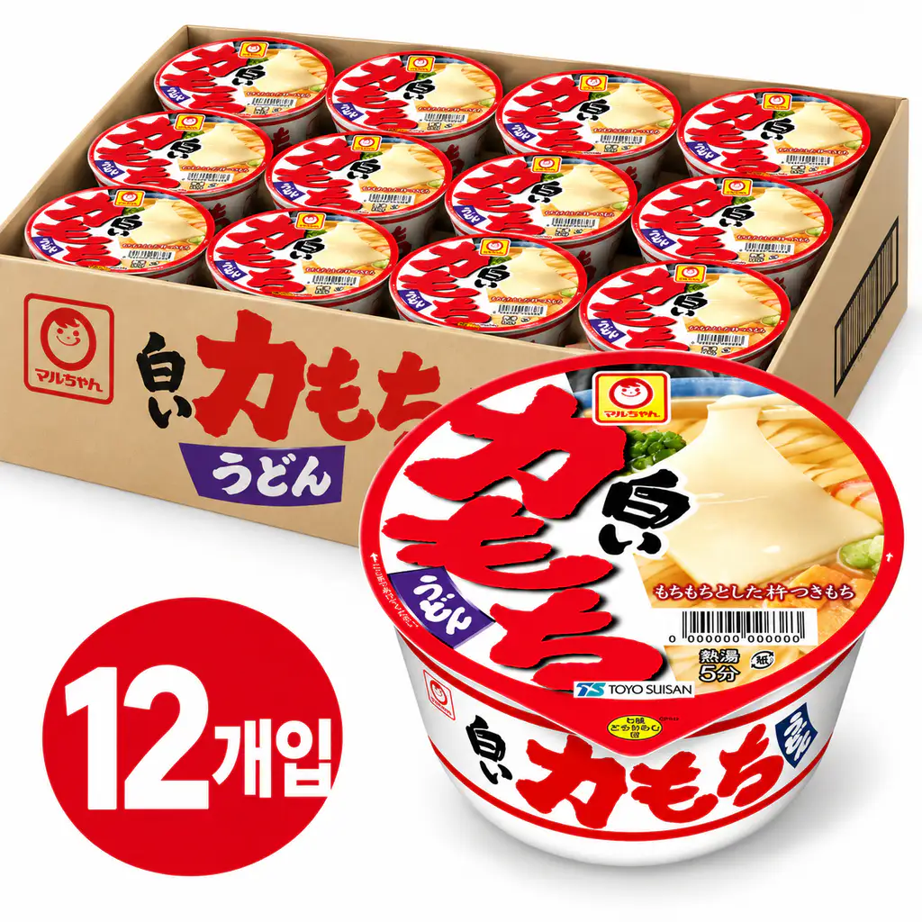 상품 이미지: 일본 컵라면 마루짱 시로이 치카라 모찌우동 109g 12개