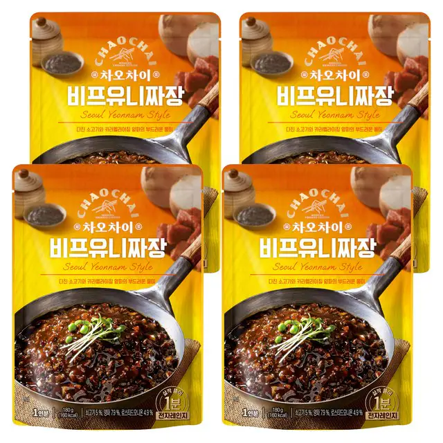 상품 이미지: 차오차이 비프 유니짜장, 180g, 4개