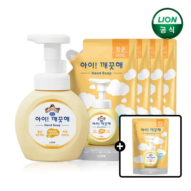 상품 이미지: 아이깨끗해 핸드워시 250ml 본품+200ml 리필 4개+100ml 리필