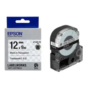 상품 이미지: ( EPSON) 라벨테이프 12mm ( ST12K 투명 검정)/라벨기테이프/라벨용테이프/프린터테이프/리필/앱손/엡손