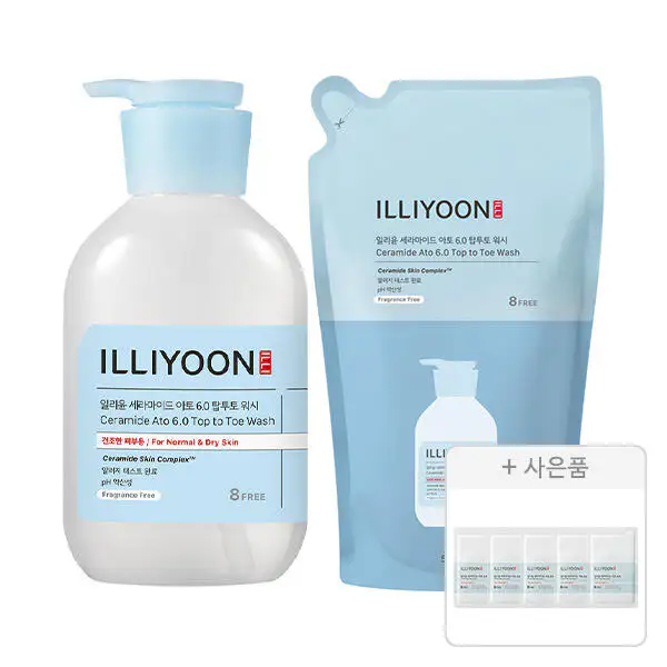 상품 이미지: 일리윤 세라마이드아토6.0 탑투토워시 500ml, 1개+리필 500ml, 1개+증정(세라마이드 아토 로션 5ml, 5개)