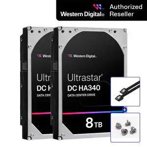 상품 이미지: WD Ultrastar DC HA340 8TB 패키지 2팩 WUS721208BLE6L4 고정나사 케이블 증정