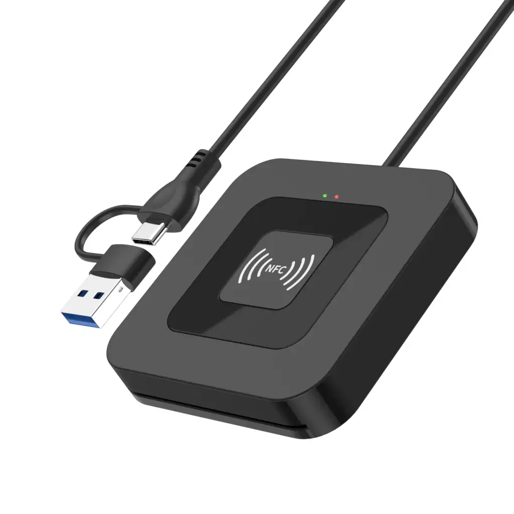 상품 이미지: UTHAI X06 USB 2.0 스마트 카드 리더기, 은행 ATM 세금 신고용 접촉+NFC 2-in-1 IC 카드 리더기
