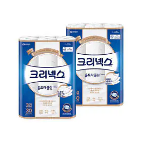상품 이미지: 크리넥스 3겹 울트라클린 화이트 25MX30롤 2팩 화장지 휴지