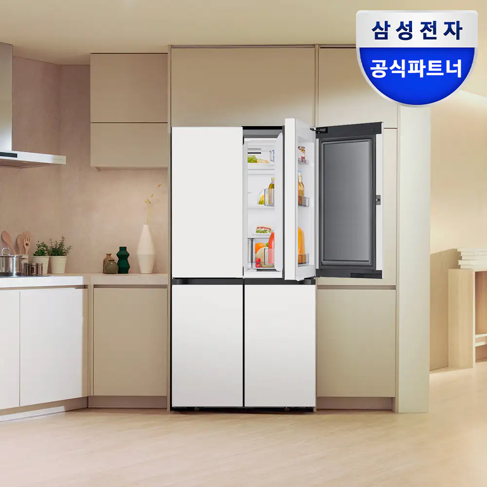 상품 이미지: [한정수량184만원대] 삼성 비스포크 AI 냉장고 4도어 902L 1등급 에센셜 화이트(RM70F90M1ZD)