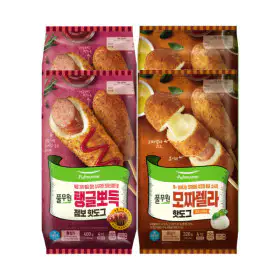 상품 이미지: 풀무원 탱글뽀득 점보핫도그 8개 + 모짜렐라 핫도그 8개 (총 16개)