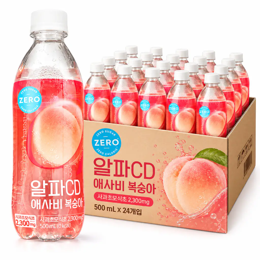 상품 이미지: 알파CD 애사비 복숭아 제로 500ml, 24개