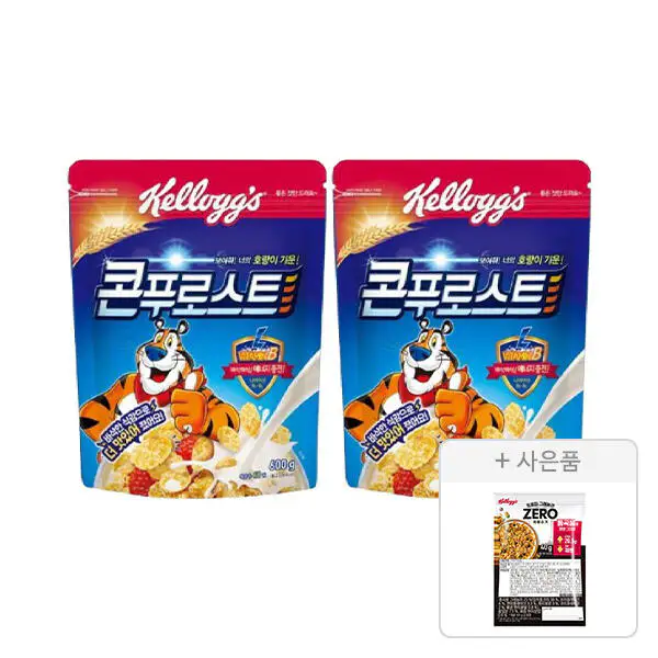 상품 이미지: 켈로그 콘푸로스트 600g, 2개 + 증정(프로틴 그래놀라 제로슈거 40g, 1개)