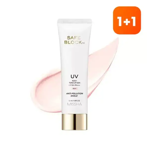 상품 이미지: [1+1][미샤] 세이프블록 RX 로지 톤업 선크림 SPF50+/PA++++ 50ml