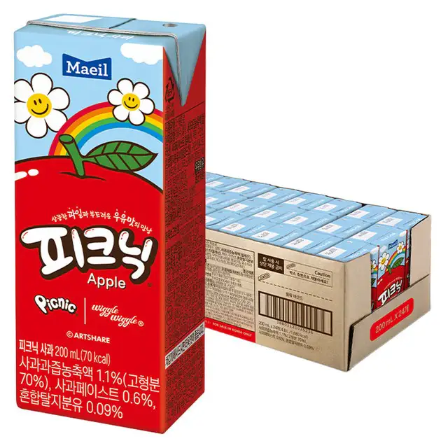 상품 이미지: 피크닉 사과맛 음료, 200ml, 24개