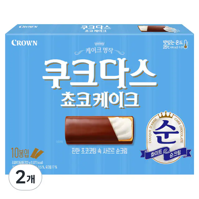 상품 이미지: 쿠크다스 쵸코케이크, 202g, 2개